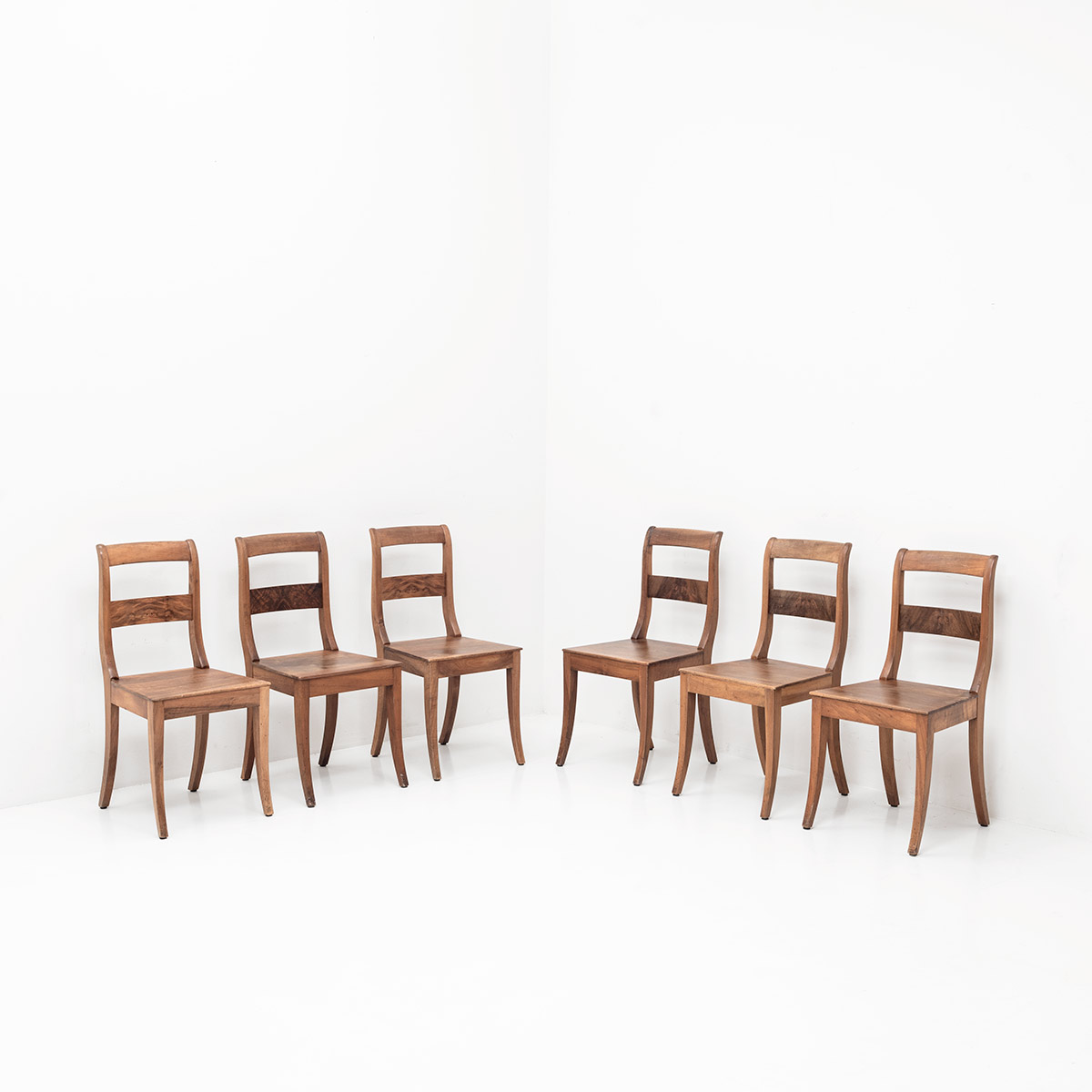 Biedermeier | Stuhl aus Nussbaum im 6er Set | Vintage