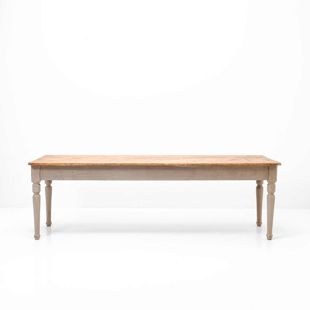 Biedermeiertisch aus Tannenholz mit gedrechselte Beine 253x77cm, Holztisch, Tische