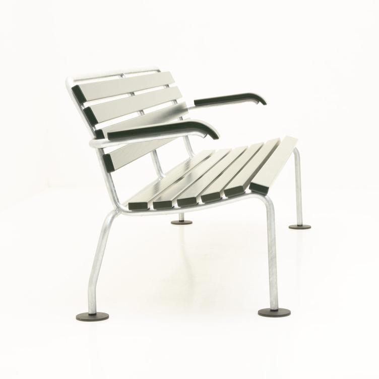 Gartenbank von Atelier Alinea, mit Rücken- und Armlehnen, 180/300cm