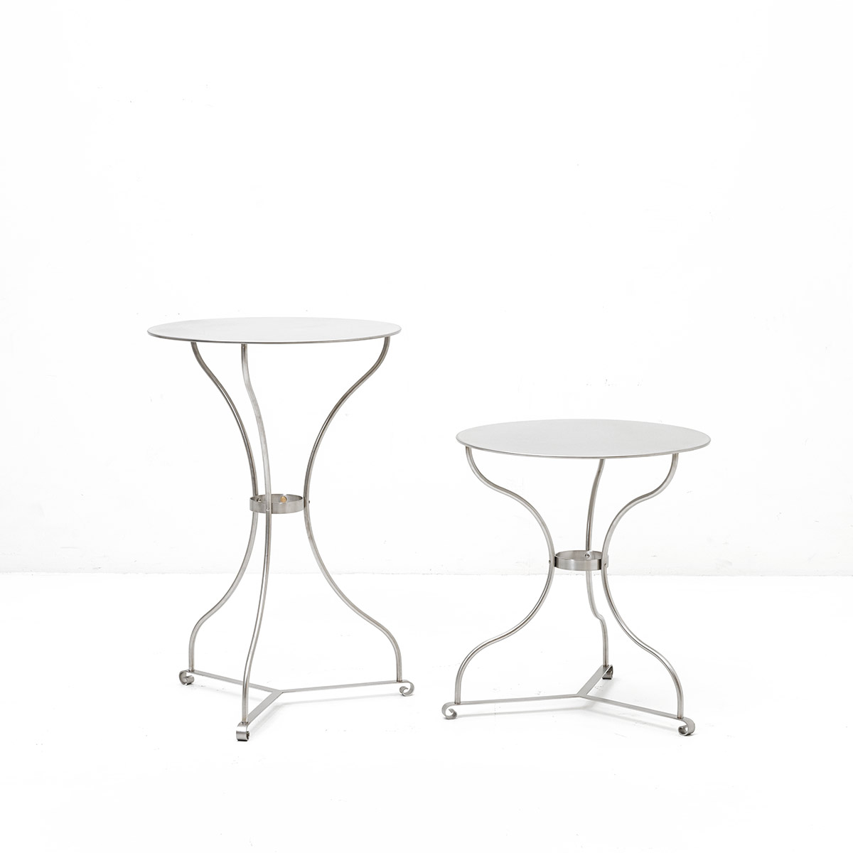 Zürcher Bistrotisch Edelstahl unlackiert ø50/50cm und ø50/76cm, Bogen33 & Partner, Werksentwurf, Gartentische, Garten